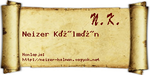 Neizer Kálmán névjegykártya
